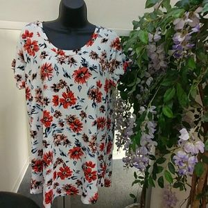 Decollection Flower Print High Low Tunic